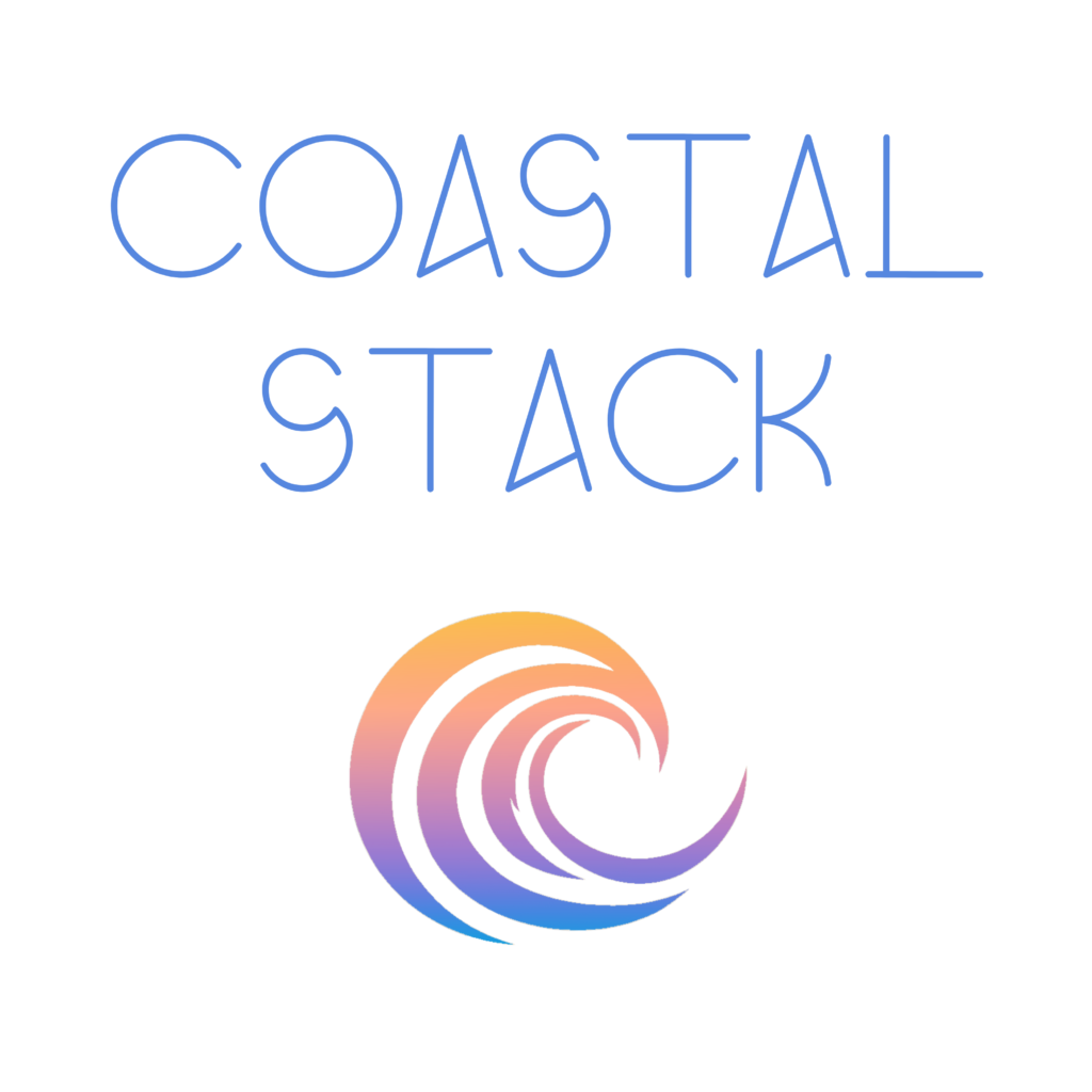 Logo showing vibrant colorful of a wave in a circular shape for Coastal Stack, LLC